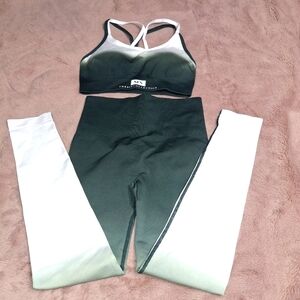 SIN Collection/ Green And White Activewear Set- W Sz Medium